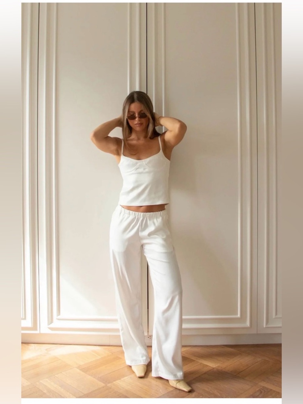 Reilly The Label White Satin Top & Pants Set